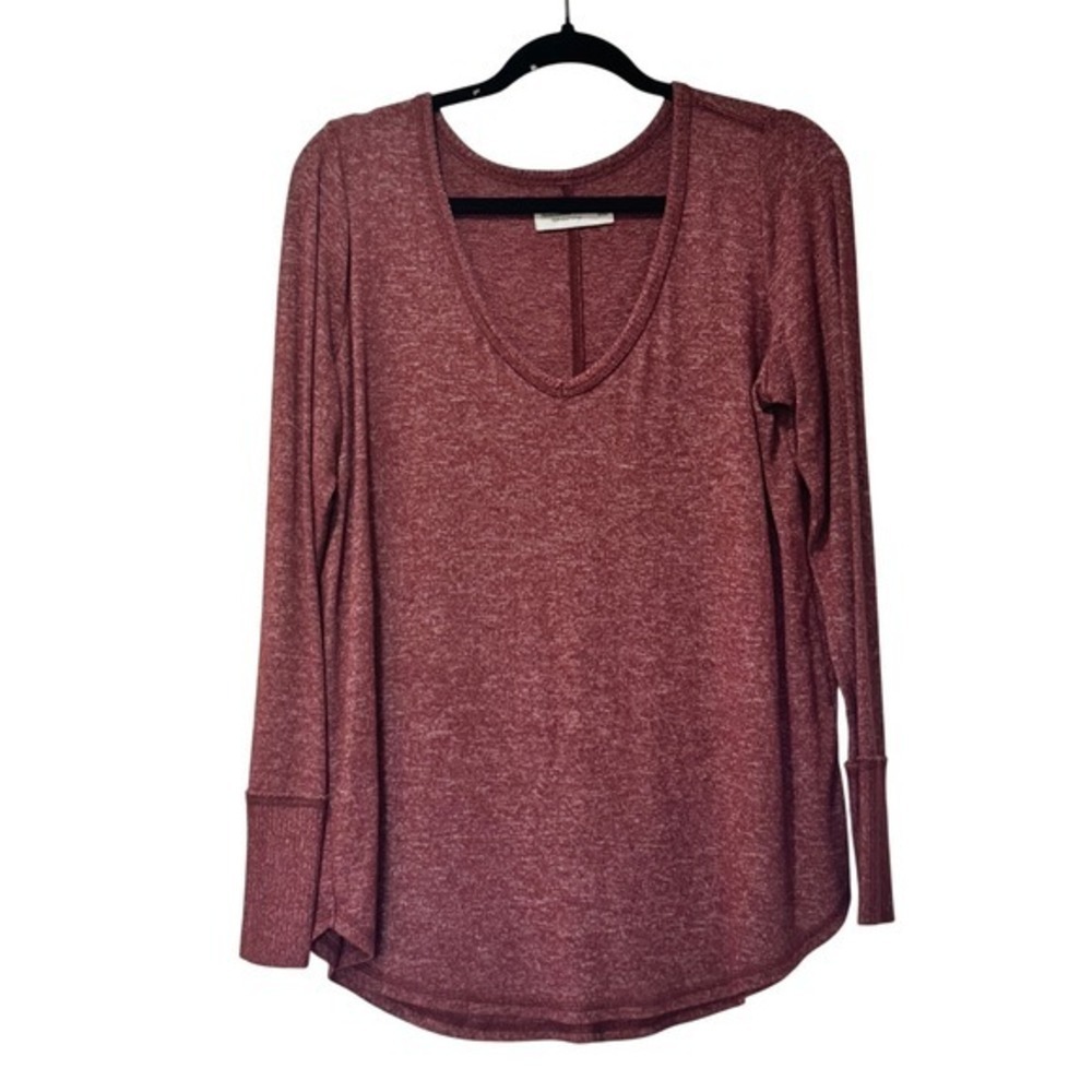Abercrombie & Fitch Soft A&F Cozy Womens Large‎ Burgundy Good V-Neck Long Sleeve - Picture 5 of 11